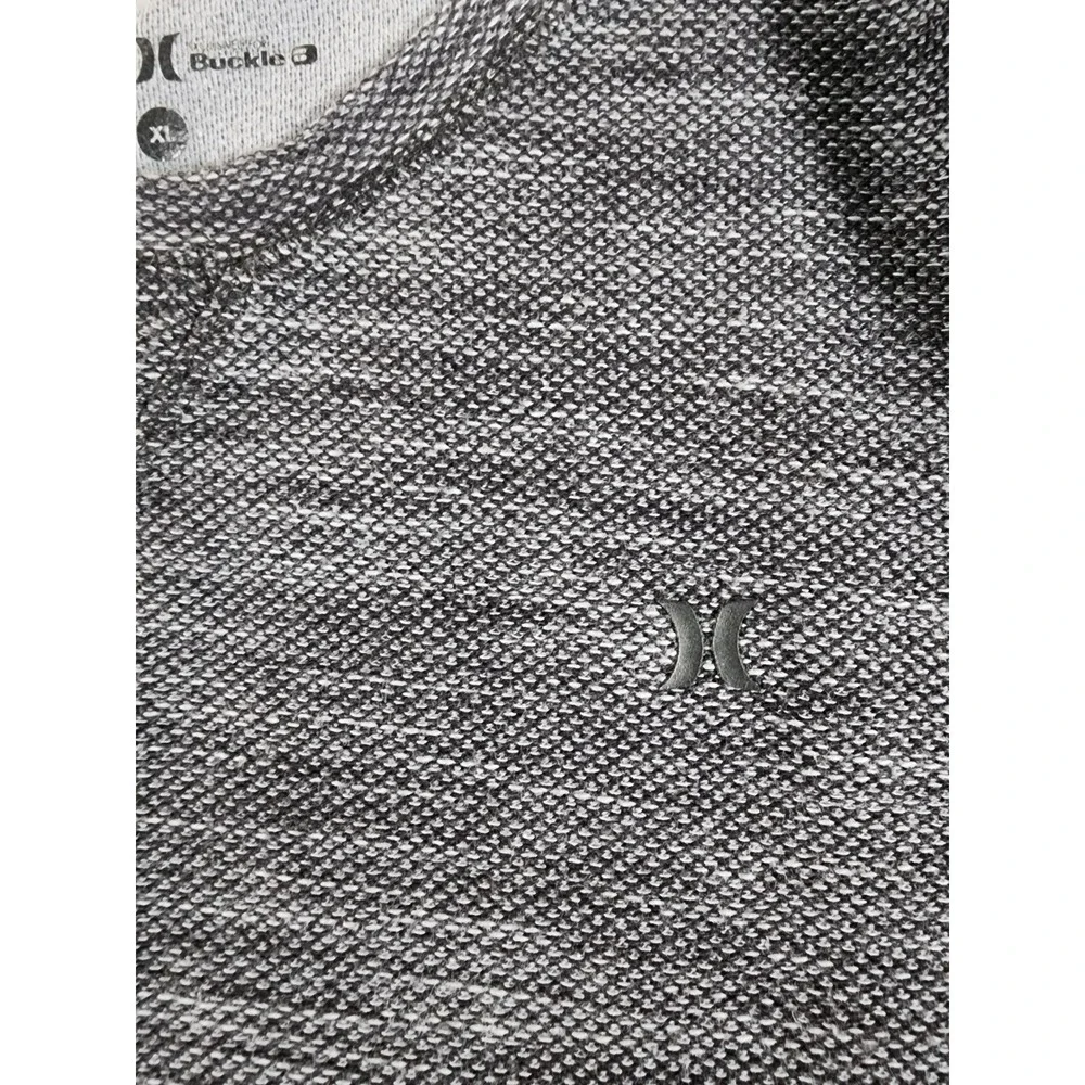 Hurley BKE Buckle Pullover Mens XL Crew Neck Black Gray Textured Long Sleeve